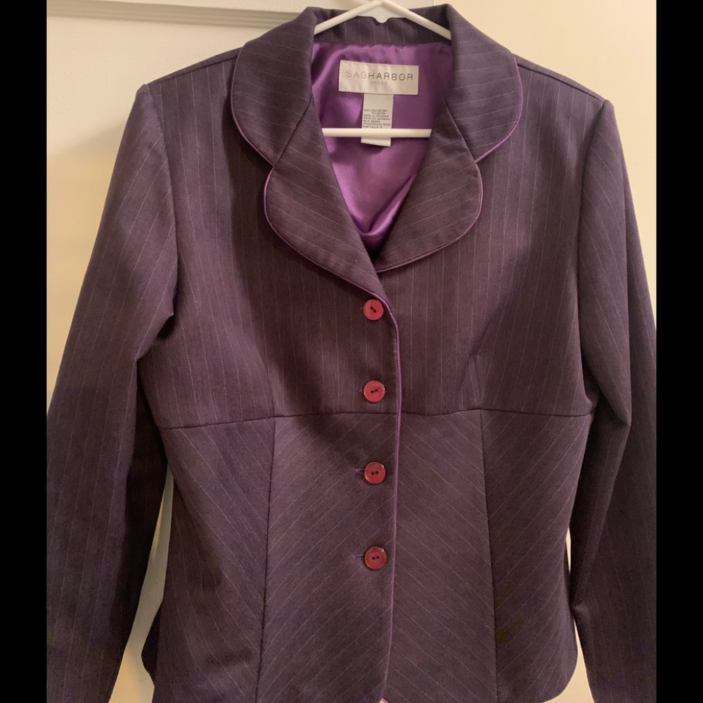 Sag Harbor Purple Pinstripe Two-Piece, Size 12